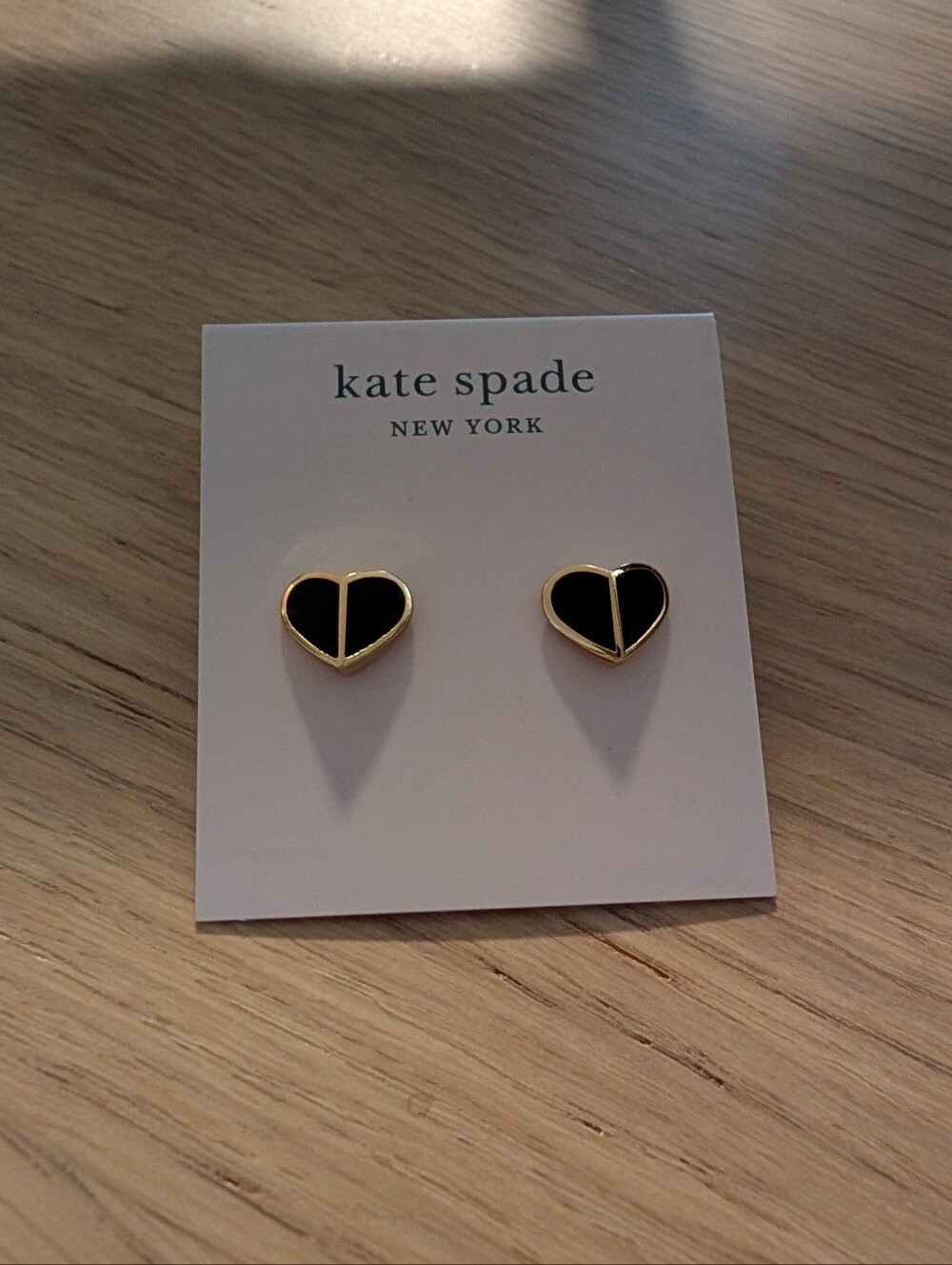 Kate Spade Black Enamel Heart Stud Earrings